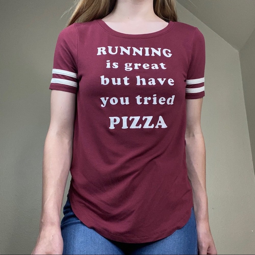 Hollister pizza quote relaxed graphic tee